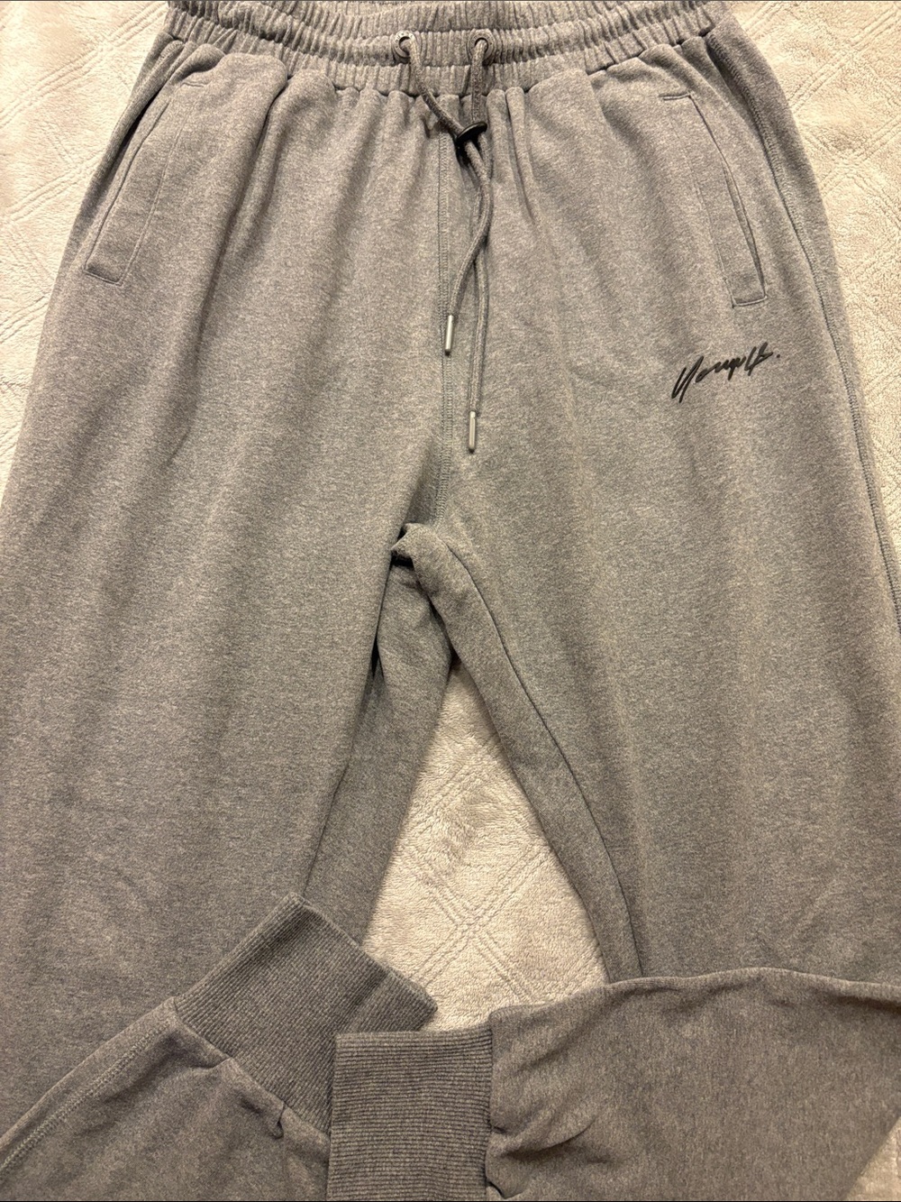 YoungLA Men's Gray Fleece Jogger Pants - Signature Script